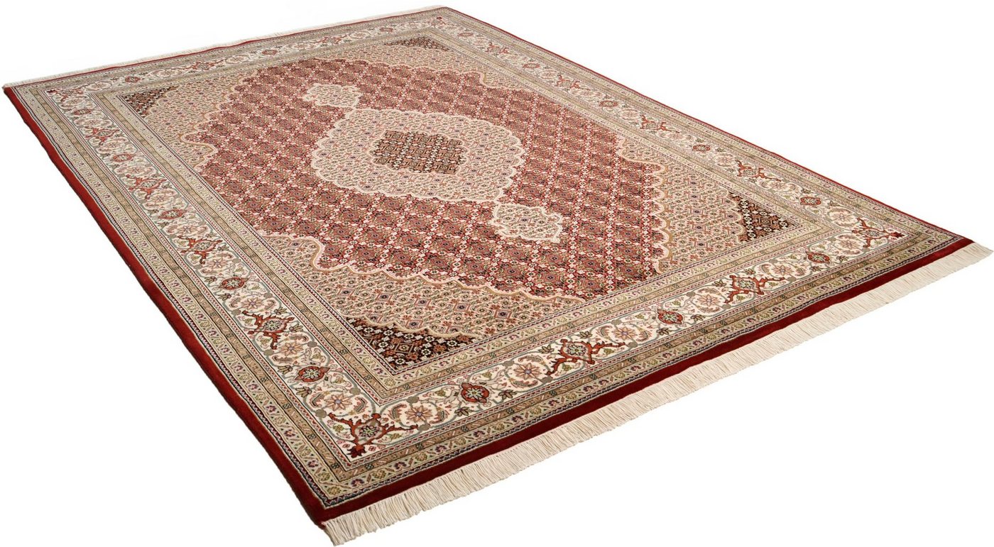 Orientteppich Mahi Tabriz, THEKO, rechteckig, Höhe: 12 mm, handgeknüpft, Material: 80%Wolle, 20% Seide, mit Fransen von THEKO