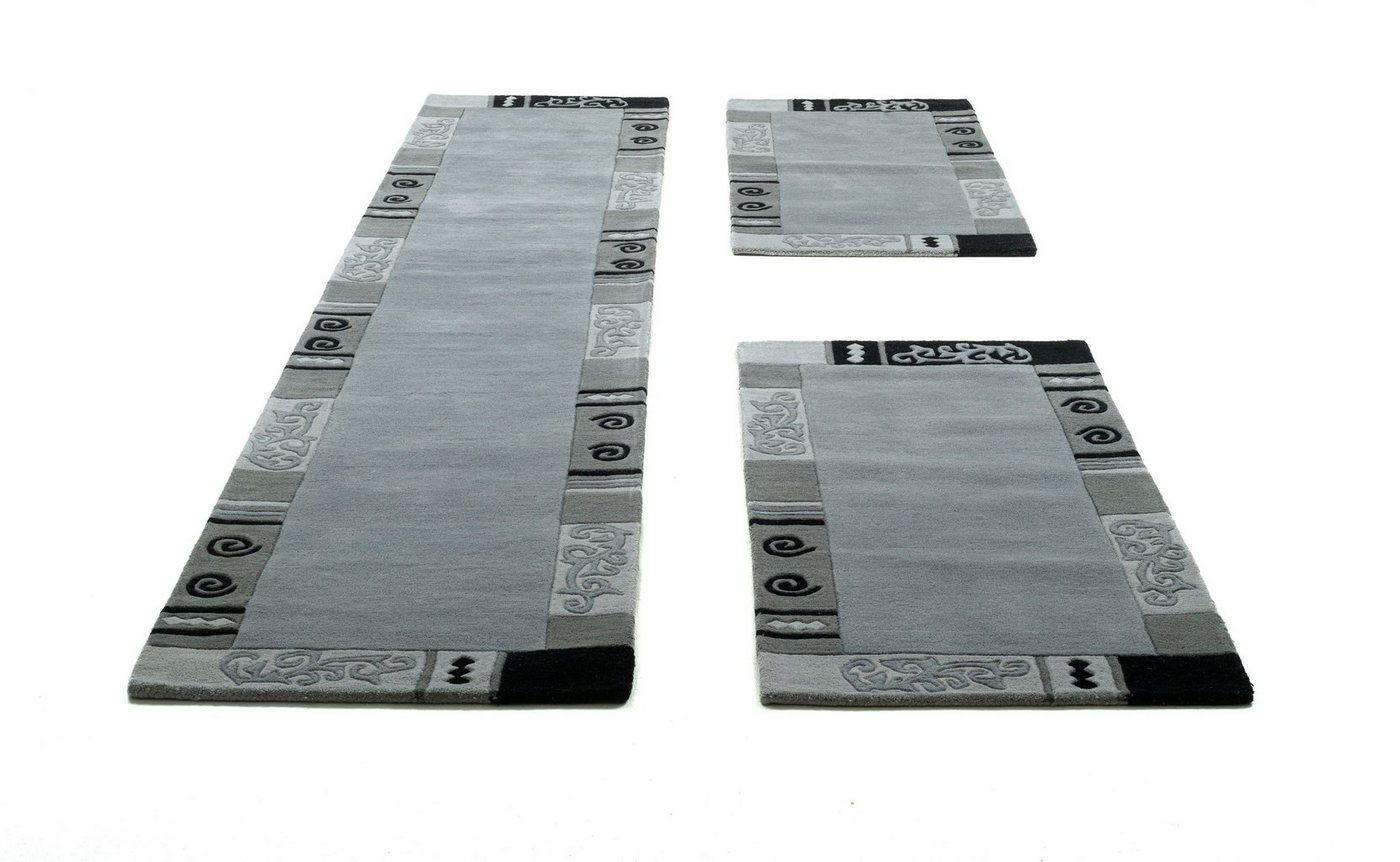 THEKO Bettumrandung Ambadi, Höhe 14 mm, (3-tlg), Bettvorleger, reine Wolle, mit Bordüre, Läufer-Set von THEKO