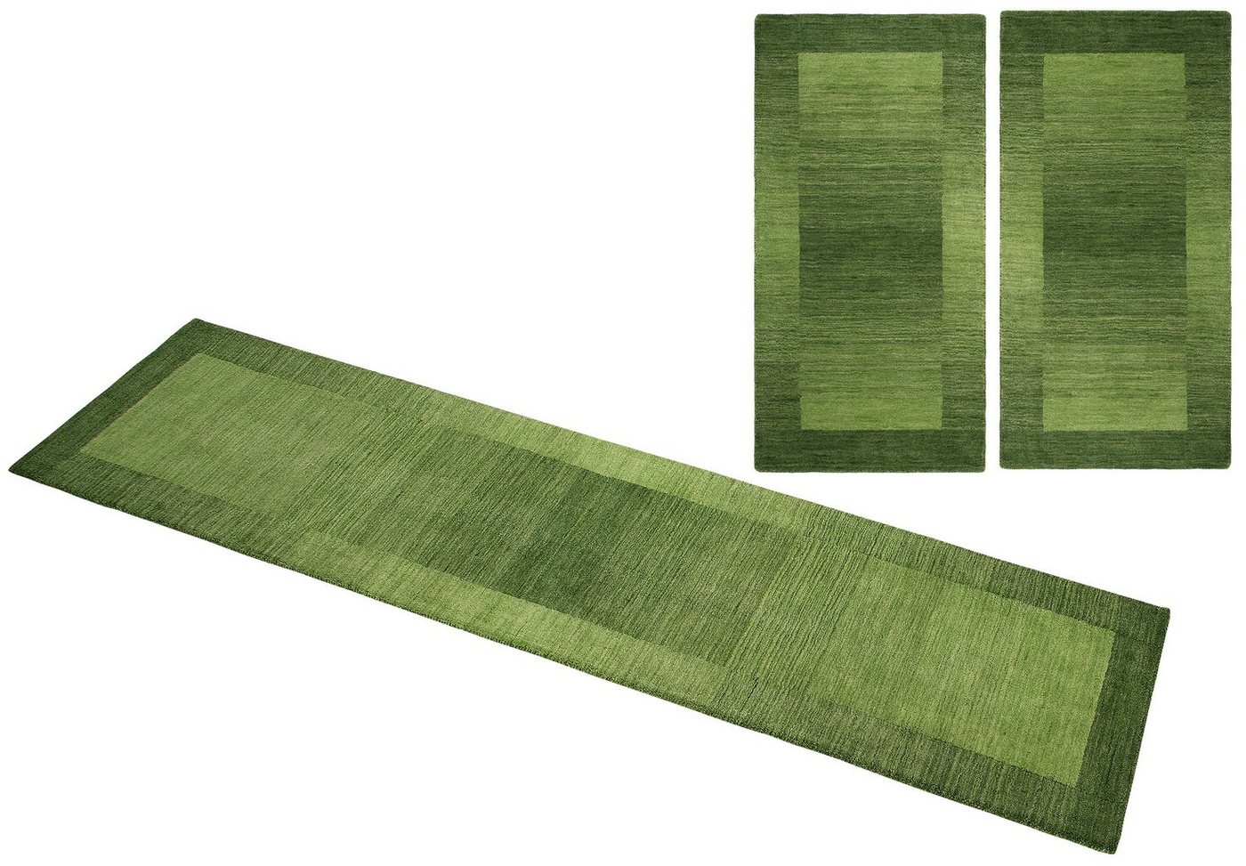 THEKO Bettumrandung Gabbeh Super, Handweb, Teppich, Bordüre, reine Wolle, Höhe 9 mm, (3-tlg), Bettvorleger, Schlafzimmer, Läufer-Set von THEKO