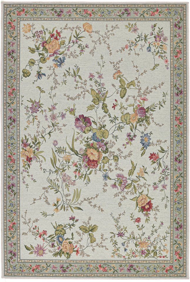 THEKO Teppich Flomi Sagrini, rechteckig, Höhe: 4 mm, Flachgewebe, Pastell-Farben, Blumen Design von THEKO