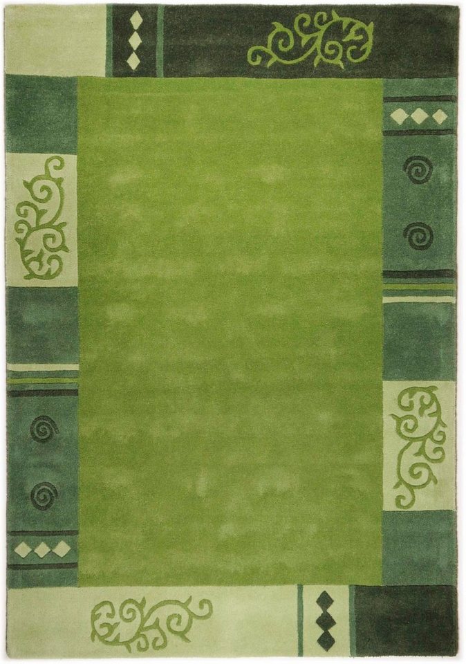 THEKO Wollteppich Ambadi, rechteckig, Höhe: 14 mm, reine Schurwolle, handgetuftet, mit Bordüre, modern von THEKO