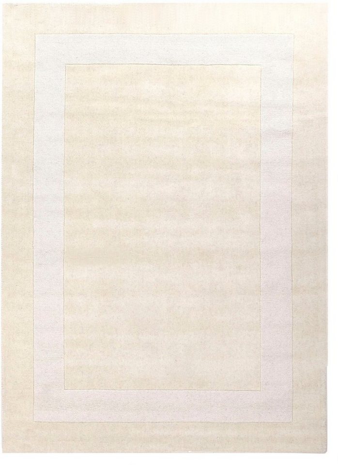 THEKO Wollteppich USEDOM 8301, rechteckig, Höhe: 11 mm, Uni Farben, reine Wolle, handgetuftet, mit Bordüre von THEKO