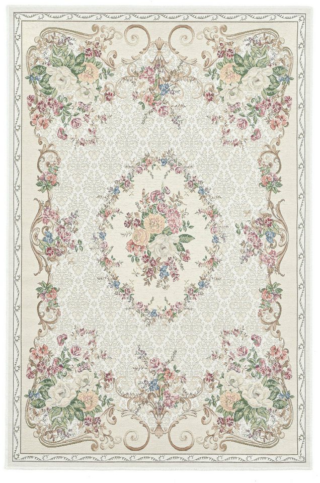 Teppich Flomi Floral, THEKO, rechteckig, Höhe: 3 mm, gewebt, Blumen Design, ideal im Wohnzimmer & Schlafzimmer von THEKO