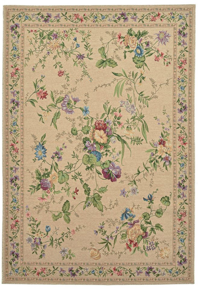 Teppich Flomi Sagrini, THEKO, rechteckig, Höhe: 4 mm, Flachgewebe, Pastell-Farben, Blumen Design von THEKO