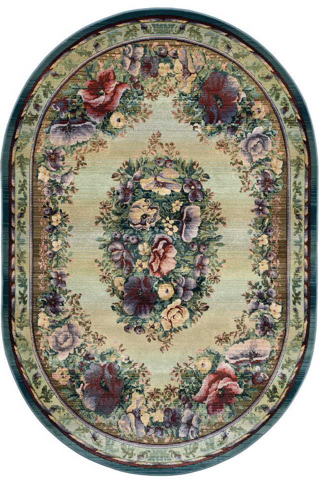 Teppich Gabiro 72, THEKO, oval, Höhe: 12 mm, Orient-Optik, Vintage Design, ideal im Wohnzimmer & Schlafzimmer von THEKO