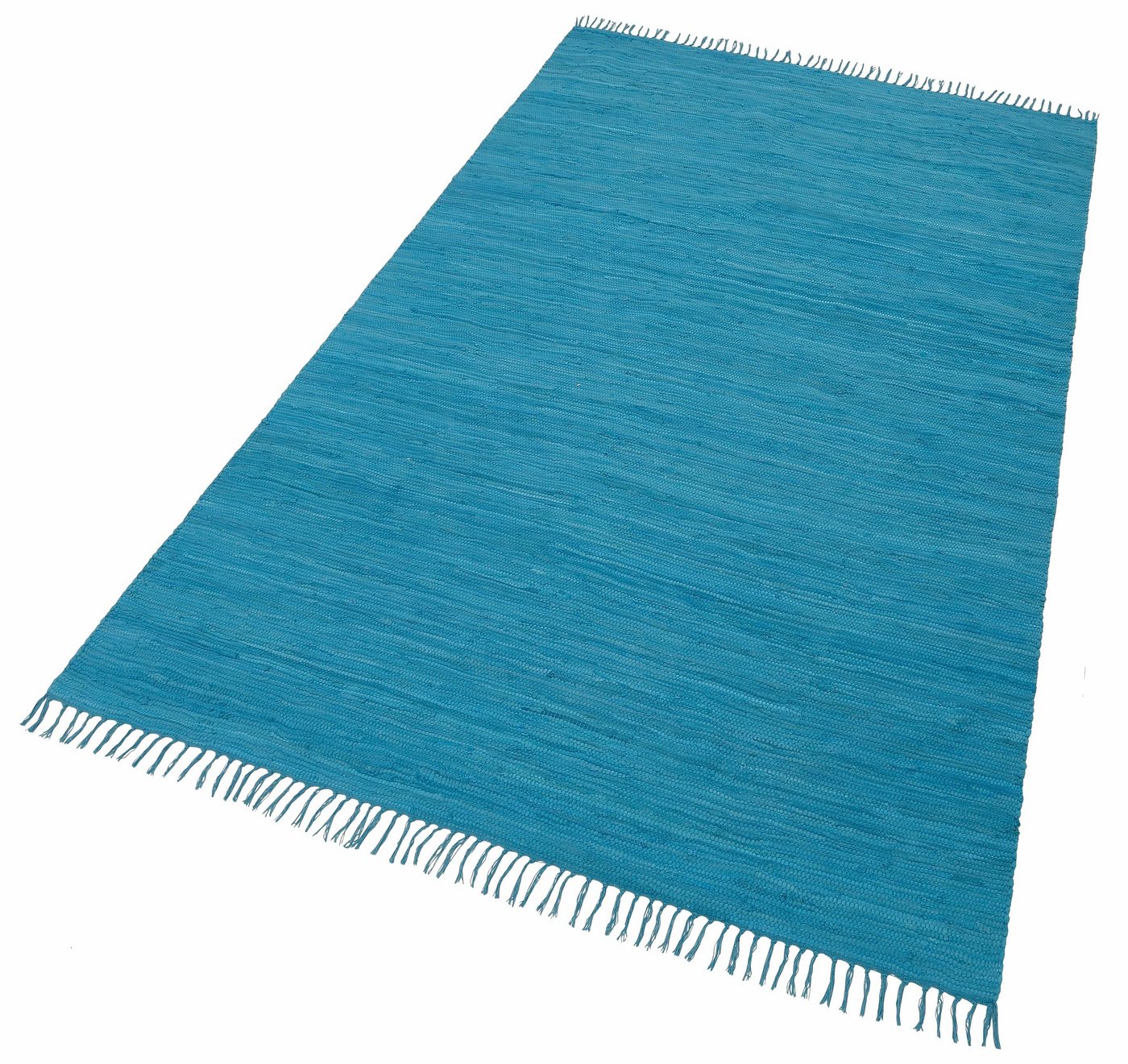 Teppich Happy Cotton, THEKO, rechteckig, Höhe: 5 mm, Handweb Teppich, Flachgewebe, reine Baumwolle, handgewebt, mit Fransen von THEKO