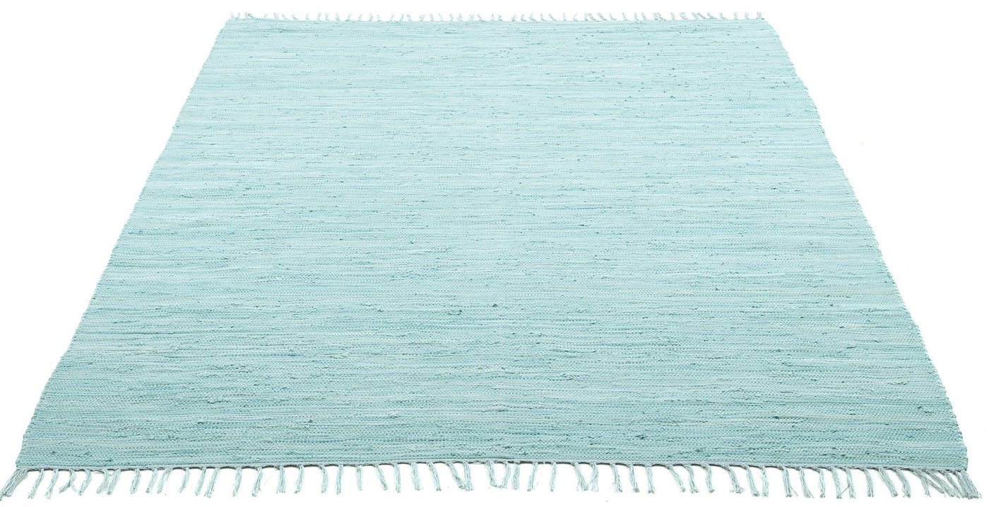 Teppich Happy Cotton, THEKO, rechteckig, Höhe: 5 mm, Handweb Teppich, Flachgewebe, reine Baumwolle, handgewebt, mit Fransen von THEKO