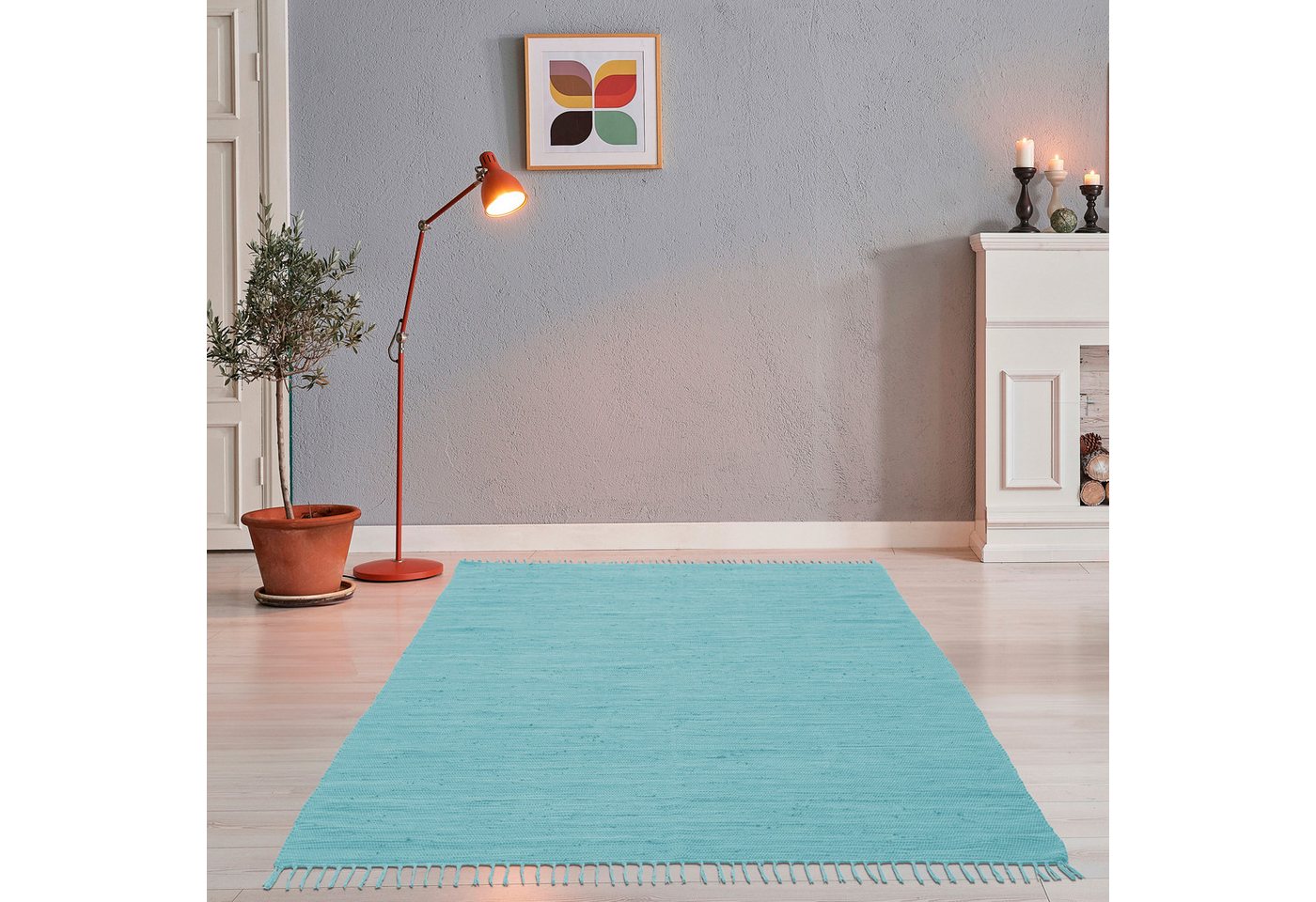 THEKO Teppich Happy Cotton Fleckerl, handgewebt, rechteckig, Höhe: 5 mm, Flachgewebe, reine Baumwolle, meliert, mit Fransen, auch als Läufer THEKO Teppich Happy Cotton Fleckerl, handgewebt, rechteckig, Höhe: 5 mm, Flachgewebe, reine Baumwolle, meliert, mit Fransen, auch als Läufer von THEKO