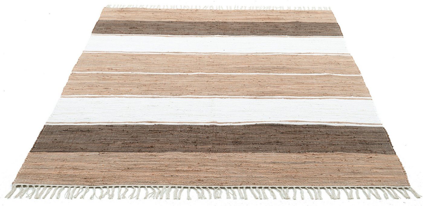 THEKO Teppich Stripe Cotton, handgewebt, rechteckig, Höhe: 5 mm, Flachgewebe, gestreift, reine Baumwolle, mit Fransen, auch als Läufer THEKO Teppich Stripe Cotton, handgewebt, rechteckig, Höhe: 5 mm, Flachgewebe, gestreift, reine Baumwolle, mit Fransen, auch als Läufer von THEKO