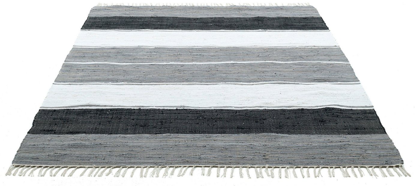 Teppich Stripe Cotton, THEKO, rechteckig, Höhe: 5 mm, Flachgewebe, gestreift, reine Baumwolle, handgewebt, mit Fransen von THEKO