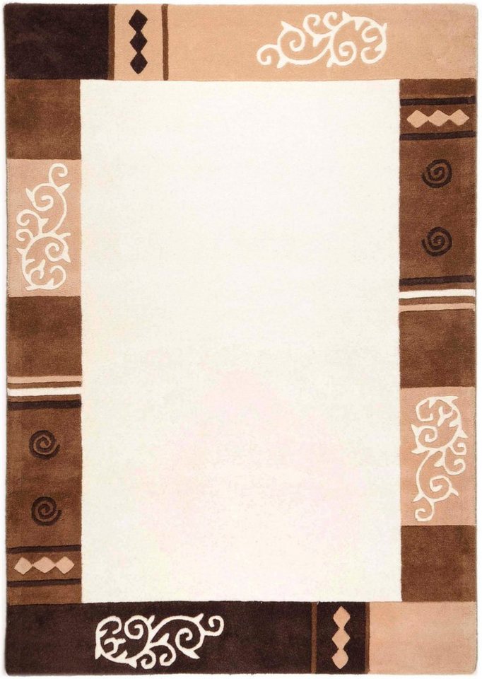 Wollteppich Ambadi, THEKO, rechteckig, Höhe: 14 mm, reine Schurwolle, handgetuftet, mit Bordüre, modern von THEKO
