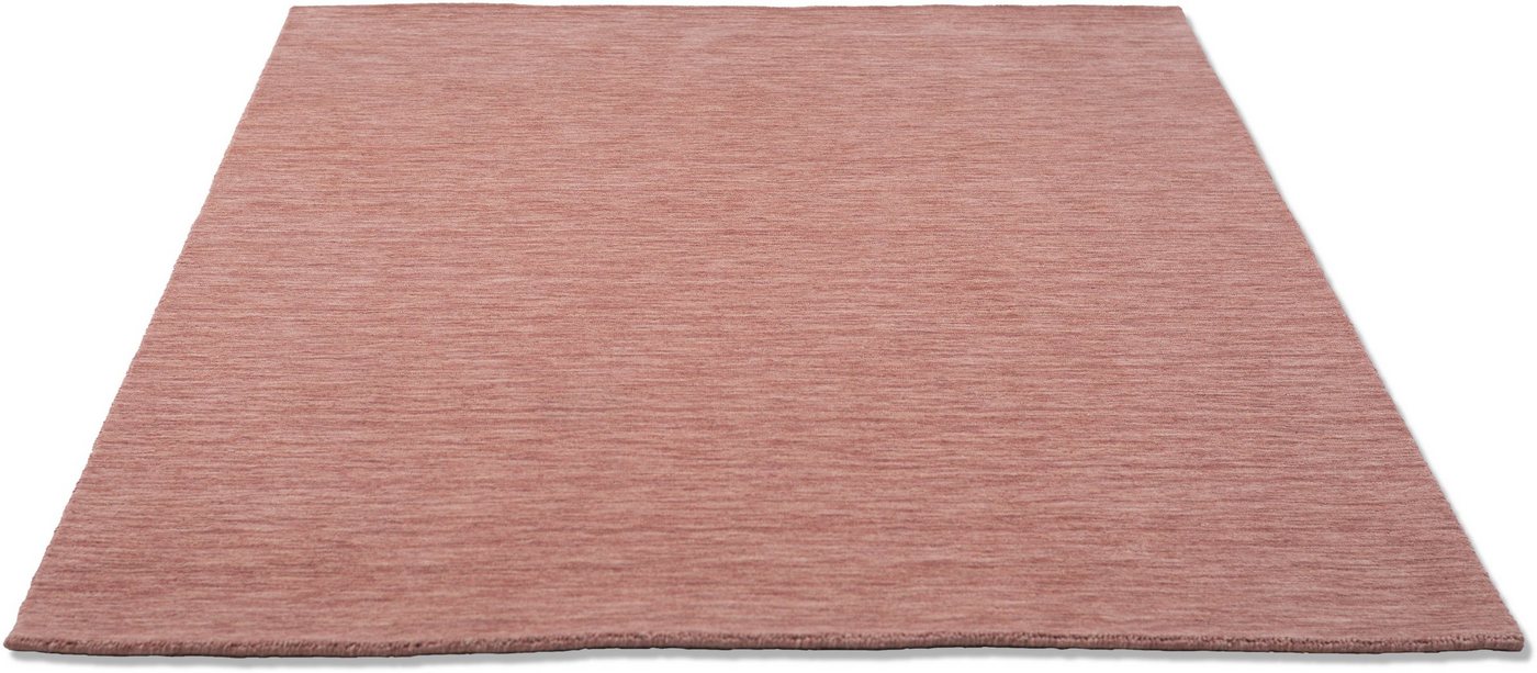 Wollteppich Holi, THEKO, rechteckig, Höhe: 13 mm, Uni-Farben, leicht meliert, reine Wolle, handgewebt mit Knüpfoptik von THEKO