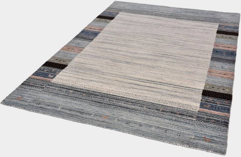 THEKO Wollteppich Nebraska 2828, rechteckig, Höhe: 10 mm, Handweb-Teppich, reine Wolle, handgewebt, Gabbeh Design, mit Bordüre von THEKO