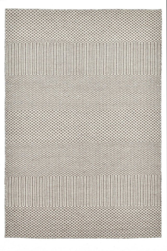 THEKO Wollteppich Trondheim PO-501, rechteckig, Höhe: 10 mm, Handweb Teppich, Flachgewebe, reine Wolle, handgewebt von THEKO