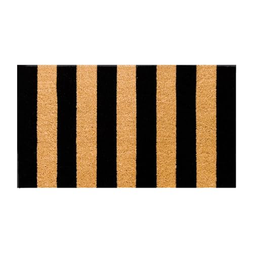 THEODORE MAGNUS Fußmatte aus Kokosfaser mit Rutschfester Unterseite - 17 x 30 - Outdoor/Indoor - Natur - Rechte Streifen - COIR-1730-15-202 von THEODORE MAGNUS