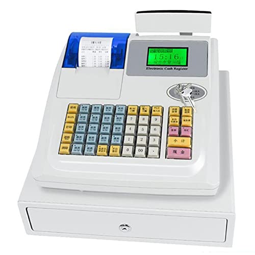 THERES Elektronische Kassenregistrierungsbox Supermarkt-Kiosk-Kassensystem für den Einzelhandel, multifunktionale Registrierkasse, einfach zu bedienen, 8 Digitale LED-Handelskasse,White von THERES