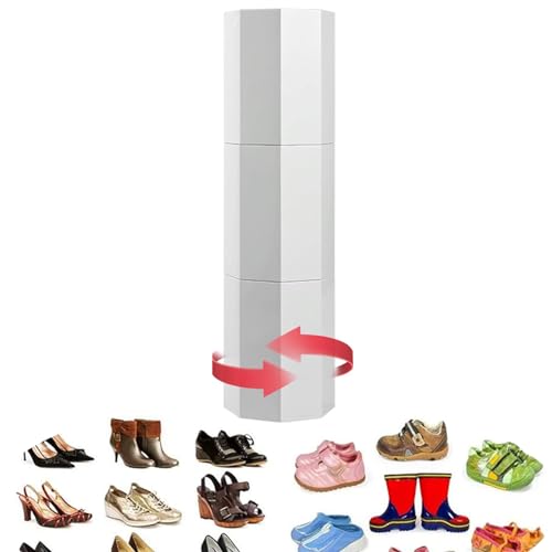 THERIM Rundes drehbares Schuhregal, drehbarer Schuhschrank, um 360 ° drehbar, Schuhregal für kleine Räume, Organizer, Metall-Schuhaufbewahrung (Größe: 35 x 127 cm) von THERIM