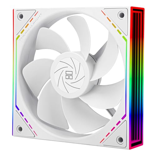 Thermalright TL-M12RW CPU-Lüfter 120-mm-Gehäusekühler ARGB, 4-poliger PWM-Anschluss Leiser Computerlüfter mit S-FDB-Lager, Desktop-Lüfter Hat Beide Seiten ARGB Spiegel Lichteffekt(TL-M12RW) von THERMALRIGHT