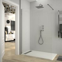 Transparenter Duschwand aus festem Glas – Glasstärke 8 mm – Höhe 200 cm – inklusive Kalkschutz – Profil aus verchromtem Aluminium (90 cm) von THERMIKET