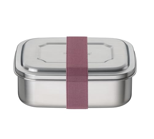 THERMOcafé by THERMOS TC SANDWICH BOX rose gold 0,80l, Brotdose aus Edelstahl mit Textilband, Pausenbrot für Uni, Schule und Büro, spülmaschinenfest und BPA-frei von THERMOCAFÉ BY THERMOS