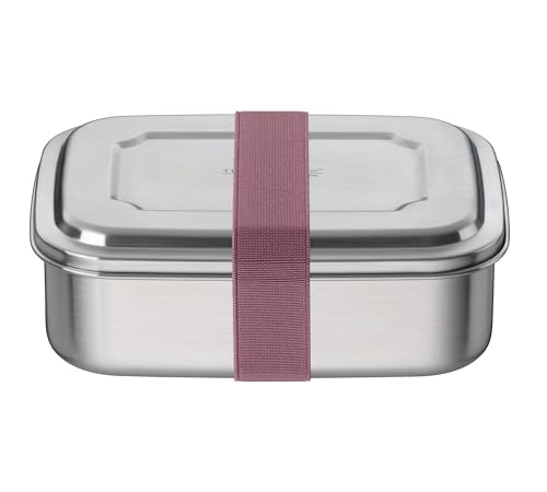 THERMOcafé by THERMOS TC SANDWICH BOX rose gold 1,00l, Brotdose aus Edelstahl mit Textilband, Pausenbrot für Uni, Schule und Büro, spülmaschinenfest und BPA-frei von THERMOCAFÉ BY THERMOS