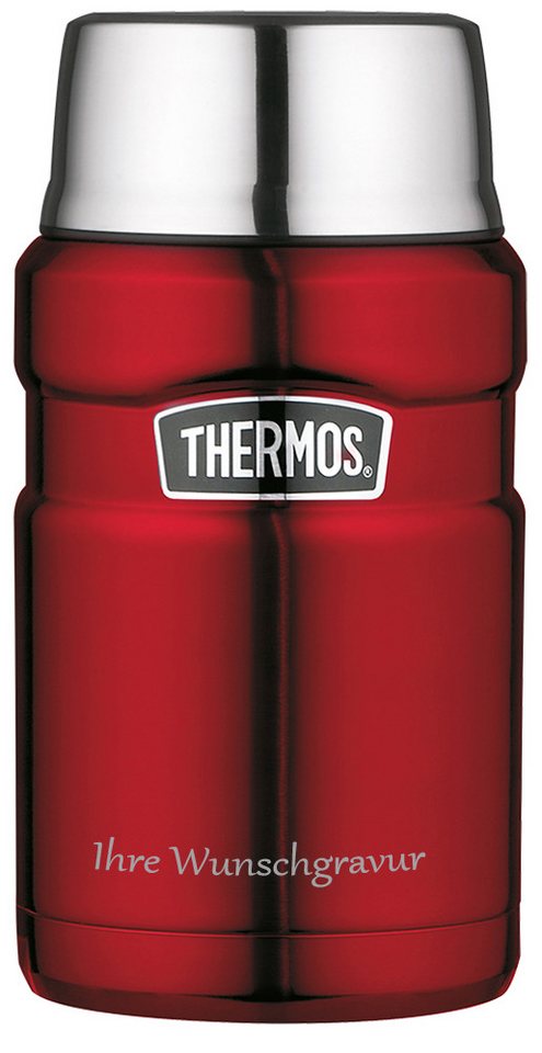 THERMOS Thermobehälter, Edelstahl, Essensbehälter 'King' 710 ml, rot, mit persönlicher Wunschgravur von THERMOS