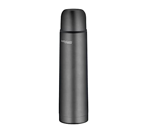 THERMOcafé by THERMOS TC BEVERAGE BOTTLE stone grey mat 0,70l, Thermosflasche mit Becher aus Edelstahl, 12h heiß & 24h kalt, Auslaufsicher, für Schule, Unterwegs & Büro von THERMOcafé by THERMOS
