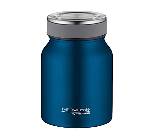 THERMOcafé by THERMOS TC FOOD JAR saphire blue mat 0,50l, 9h heiß 14h kalt, Thermobehälter für Essen, doppelwandiger Lunchpot aus Edelstahl, auslaufsicher, spülmaschinenfest, für Büro und unterwegs von THERMOcafé by THERMOS