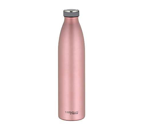 THERMOcafé by THERMOS TC BOTTLE rose gold mat 1,00l, Isolierflasche aus Edelstahl, kohlensäurefest, 12h heiß 24h kalt, Auslaufsicher, für Schule, Unterwegs & Büro von THERMOcafé by THERMOS