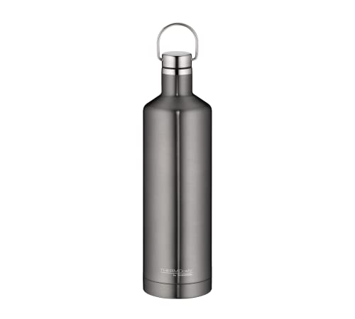 THERMOcafé by THERMOS TC TRAVELER BOTTLE stone grey mat 0,75l, Thermosflasche aus Edelstahl, 12h heiß & 24h kalt, absolut dicht für Schule, Büro, Wasserflasche mit Griff, isolierte Trinkflasche von THERMOcafé by THERMOS