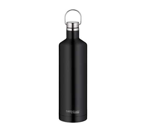THERMOcafé by THERMOS TC TRAVELER BOTTLE charcoal black mat 0,75l, Thermosflasche aus Edelstahl, 12h heiß & 24h kalt, absolut dicht für Schule, Büro, Wasserflasche mit Griff, isolierte Trinkflasche von THERMOcafé by THERMOS