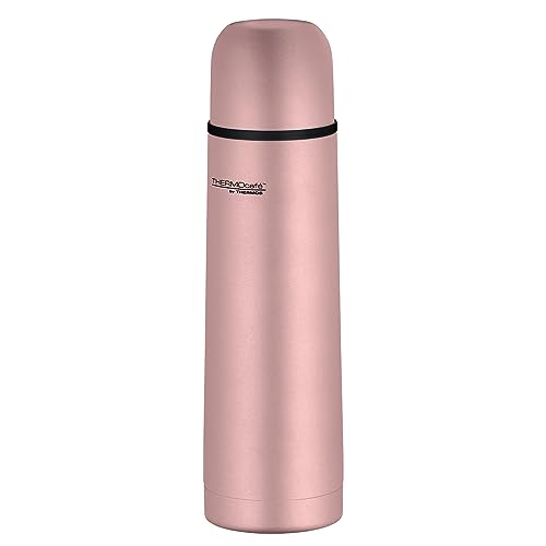 THERMOcafé by THERMOS TC BEVERAGE BOTTLE rose gold mat 0,50l, Thermosflasche mit Becher aus Edelstahl, 12h heiß & 24h kalt, Auslaufsicher, für Schule, Unterwegs & Büro von THERMOcafé by THERMOS