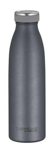 THERMOcafé by THERMOS TC BOTTLE graphite grey mat 0,50l, Isolierflasche aus Edelstahl, kohlensäurefest, 12h heiß 24h kalt, Auslaufsicher, für Schule, Unterwegs & Büro von THERMOcafé by THERMOS