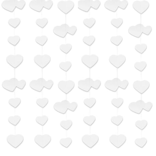 52Ft Weiß Herz Girlande Deko, 4 Stück Hängenden Papier Girlande Deko, Herzgirlanden für Hochzeit,Verlobung,Jahrestag,Valentinstag,Geburtstage, Brautparty Dekoration von THETAG