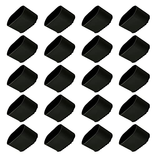 Stuhlbeinkappe, THETAG 20 Stück Stuhlbeinschutz Bodenschutz Fußkappen Stuhlbeinkappen Kunststoff, Bodenschutz Abdeckkappe für Ovalrohre Rohrkappen für Gartenstühle(40x20mm) von THETAG