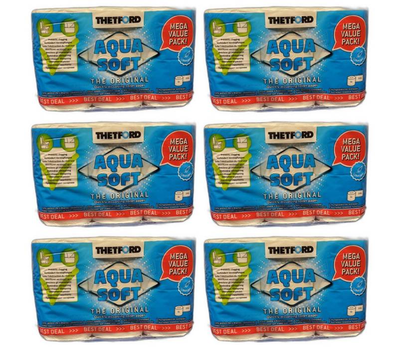 THETFORD Toilettenpapier 6x Aqua Soft Campingtoilettenpapier Sondergröße 6 Rollen von von THETFORD