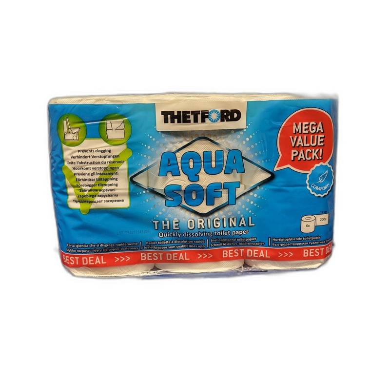 THETFORD Toilettenpapier Aqua Soft Campingtoilettenpapier Sondergröße 6 Rollen (6-St) von THETFORD