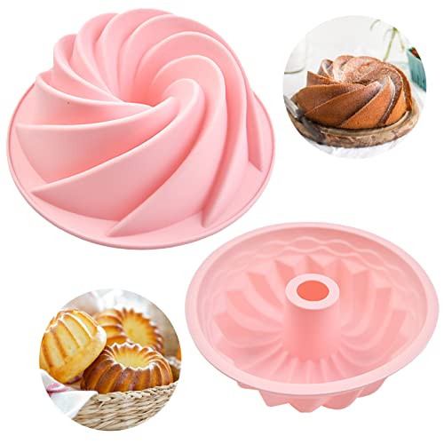 THETHO Gugelhupfform Baking pan runde Backform aus Silikon, Kuchenform mit Antihaftbeschichtung, Backform für köstlichen Gugelhupf, stabile antihaftbeschichtete Gugelhupfform, pink Ø 15cm von THETHO