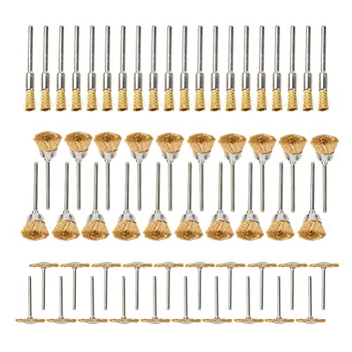 THETHO Messing Stahldraht Rad Pinsel Set 60 Stück Drahtbürsten Stahldraht-Radbürsten Messing Stahldraht Rad Pinsel Stahl-Reinigungsdrahtbürsten Topfbürsten für Räder Polieraufsatz für Schleifmaschine von THETHO