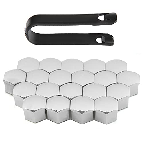 THETHO Radmuttern Radbolzen Kappen 20Stk Radschraubenkappen,Radschrauben 17mm Radmuttern Kappen,Silber Radkappen,Schraubenkappen UNIVERSAL Kunstsoff Kappen Abdeckungen Rad Mutter Cap für T39 von THETHO