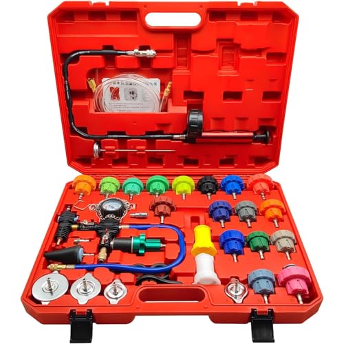 THIKPO 34-tlg. Universal Kühlerdruckprüfgerät Kit, Kühlmittel-Drucktester Set, Kühlmittel-Vakuum-Befüllkit für Kühlsystem von THIKPO