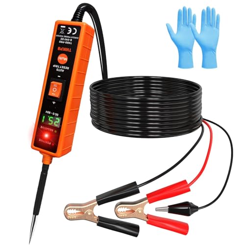 THIKPO Power Circuit Probe Kit | KFZ Spannungsprüfer 6V–24V | Kurzschluss-Sucher, Sicherungstester, Polaritäts- & Durchgangsprüfer | LCD Anzeige, LED Licht, 13,2ft Kabel von THIKPO
