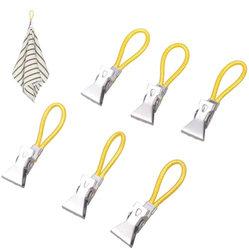 6 Pcs Metallstahl Stahlhang Handtuch Clip Platz Sparende Lösung Kleine Teashandtücher Clip Winddichte Badetücher Clips Mehrzweck von THINCAN