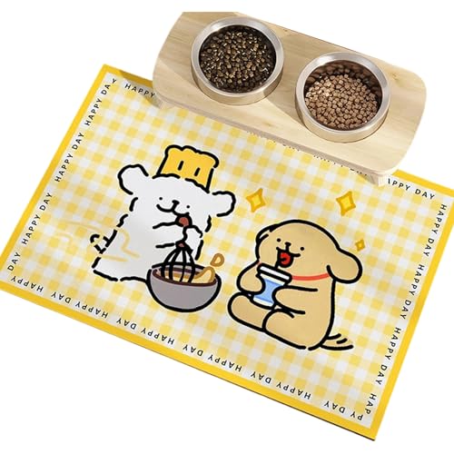 Cartoon Haustiermahl Matte 30x40 cm Wasserfestes Design Leicht Zu Reinigen Esskost Für Innen Und Außen Und Fütterungszubehör Leak Haustier Futter von THINCAN
