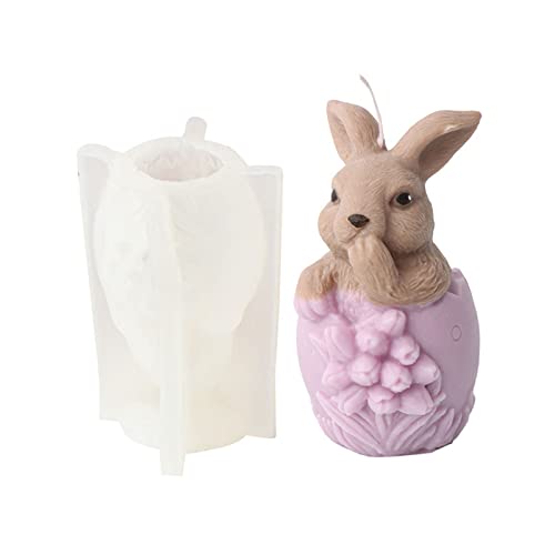 Eggshell Kaninchen Kerze Schimmel Schlüpfen Hasen Kerze Silikon Schimmel Backform Schokoladenschokolade Dekorationswerkzeug von THINCAN