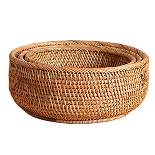Handgewebte Obstfutter Bastel Rattan Tablett Für Obst Gemüseschale Küchentheke Vintage Runde Lebensmittel Die Körbe Serviert von THINCAN