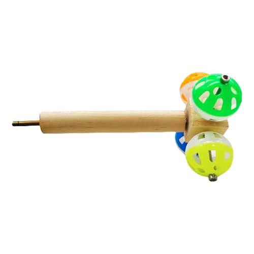 THINCAN Holzvogel Barsch Ständer Mit Rotierenden Glocken Ball Käfigübung Spielzeug Für Conures Papageien von THINCAN