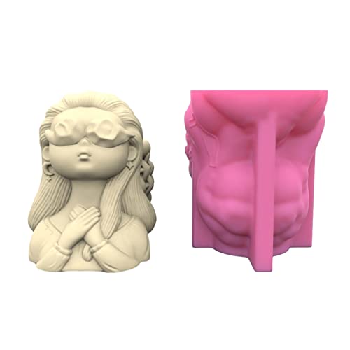 Kleines Mädchen Gungsum Silikonform Sukkulenten Beton Blütenstopf Vase Gips Zement Tonform Kerzenhalter Form Form von THINCAN