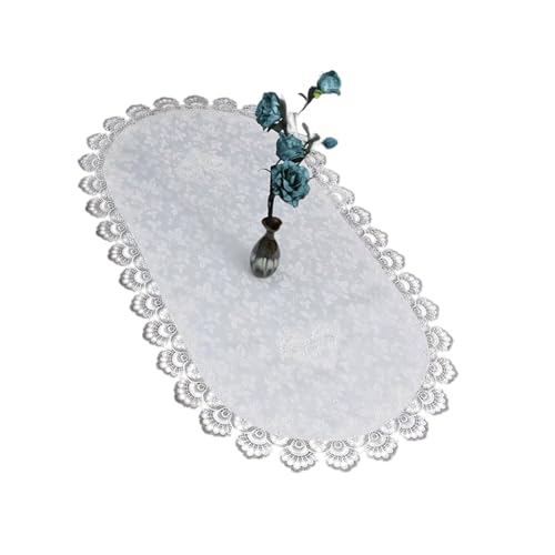 Mehrzwecktischabdeckung Polyester Stoff Stickerei Spitzenverkleidung Tischdecke Protektor Für Esstisch Wohnzimmer Dekore Mesh Spitze Tisch Doily von THINCAN