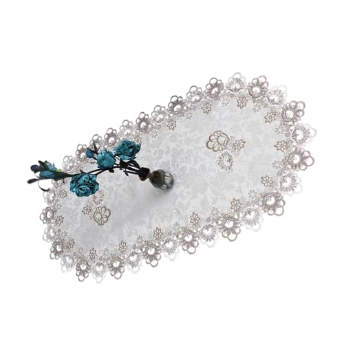 Mehrzwecktischabdeckung Polyester Stoff Stickerei Spitzenverkleidung Tischdecke Protektor Für Esstisch Wohnzimmer Dekore Mesh Spitze Tisch Doily von THINCAN